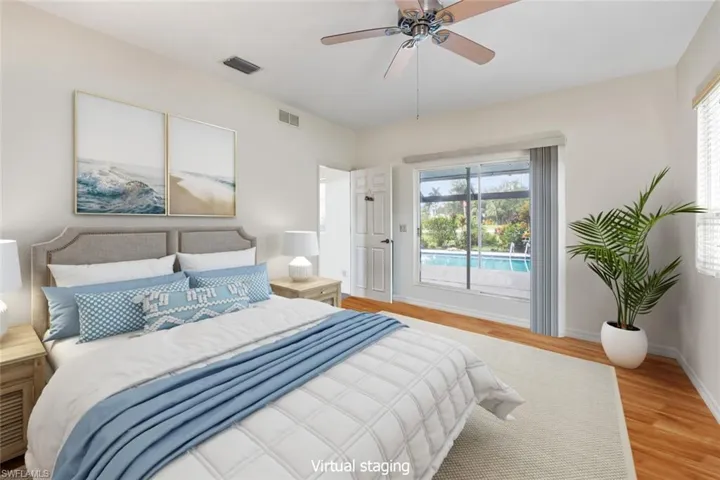 Staged Master Bedroom tile floors
