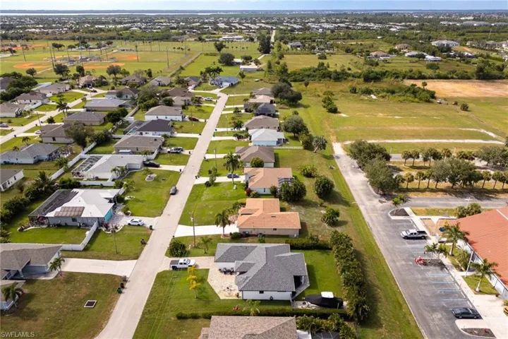 Aerial perspective of suburban area