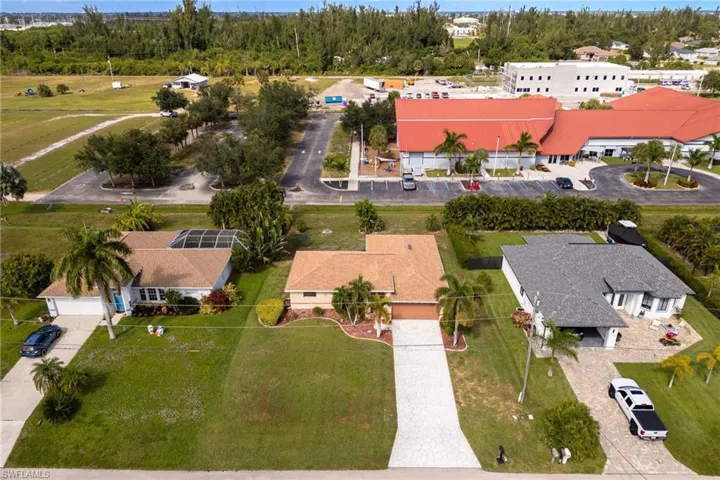 Aerial perspective of suburban area