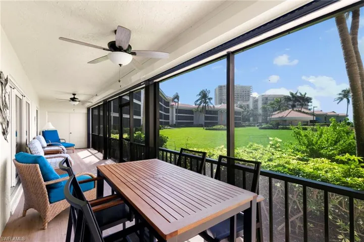 Electric shutters protect the lanai