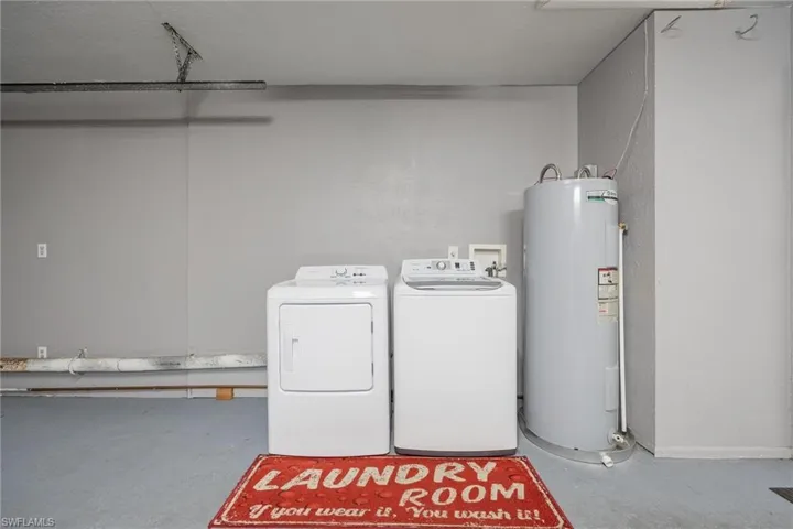 Garage with washer, dryer & water heater