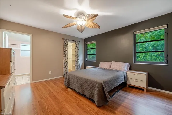 Spacious primary bedroom with walk-in closet