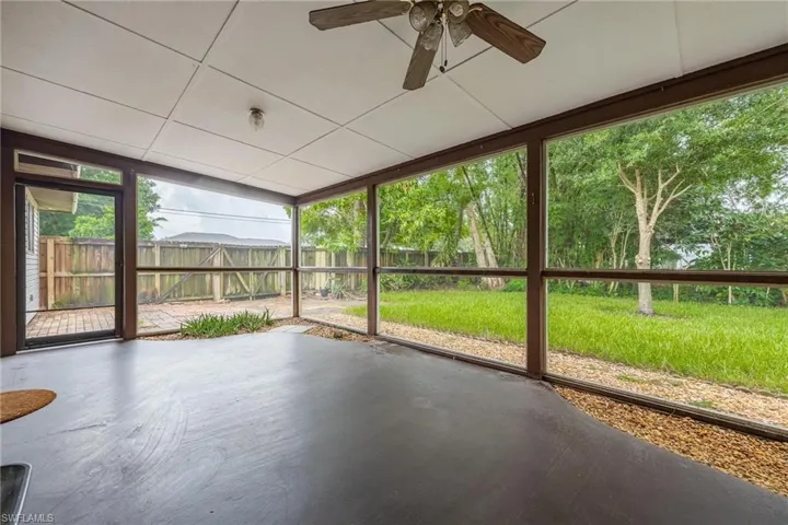 Screened lanai with fenced backyard
