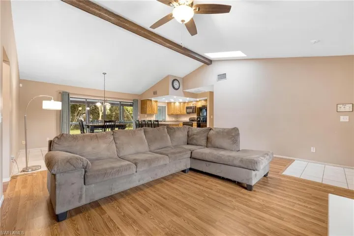 Living room with skylight to let in natural light