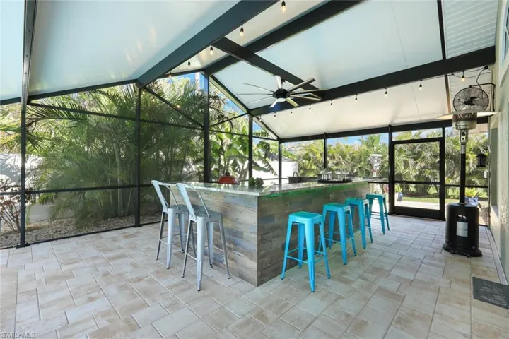 Lanai with outdoor kitchen