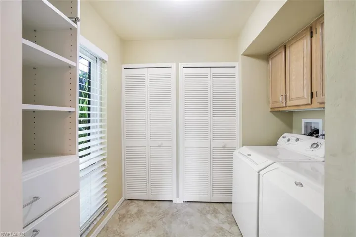 Inside Laundry Room with Built In Storage, Utility Sink (not shown) Washer & Dryer Stay