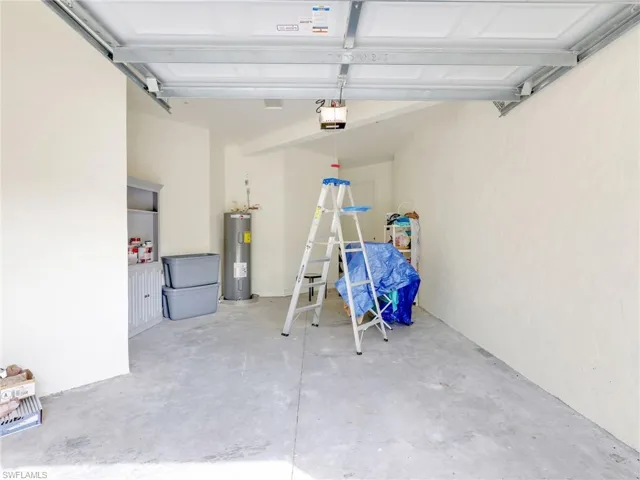 Garage with electric water heater