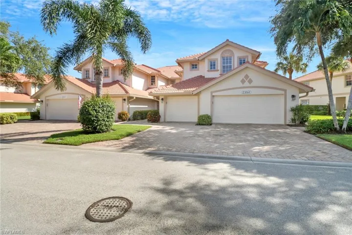View of front of property with a garage