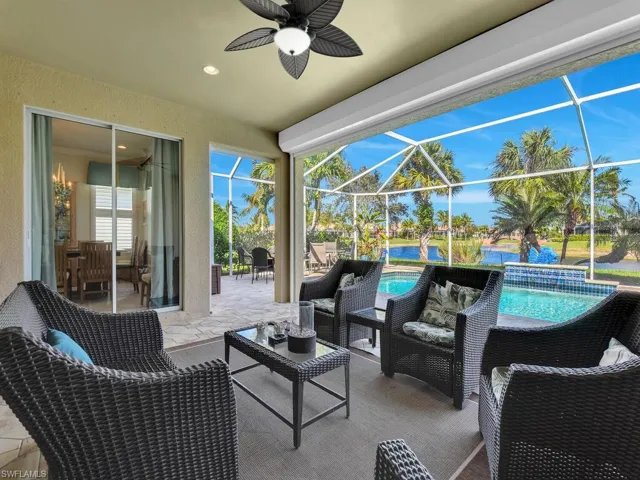 Covered lanai area with electric shutter