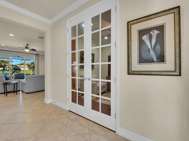 French doors to den