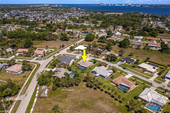 Birds eye view of property with a residential view