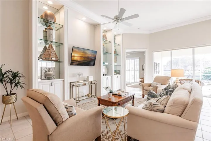 Great room has 12 foot high ceilings.