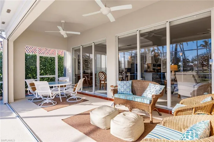 Covered lanai is perfect for dining and relaxing in the shade.