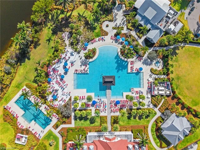Aerial view of a pool