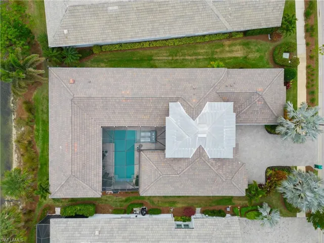 Aerial view of a pool