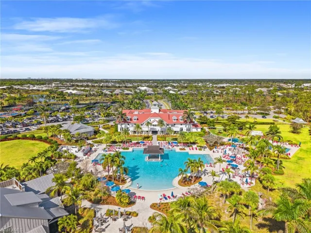 Aerial view of a pool area
