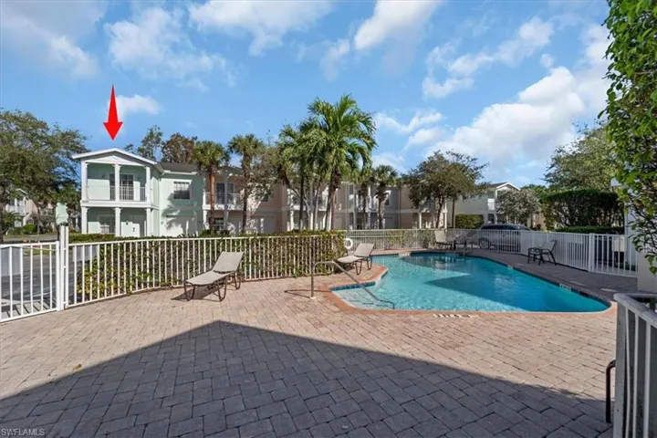 View of swimming pool with a patio