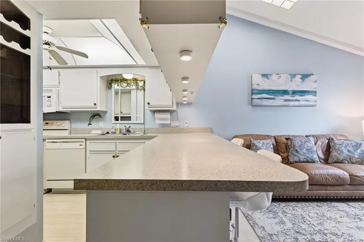 Countertop space + custom cabinetry. This unit is being sold turnkey. All dishes/pots & pans, silverware. Just pack your clothes & move on in