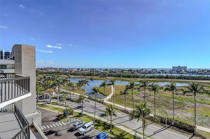 VIEW OF BAY BEACH COMMONS, BUCCANEER LAGOON AND GULF OF MEXICO FROM FRONT OF UNIT