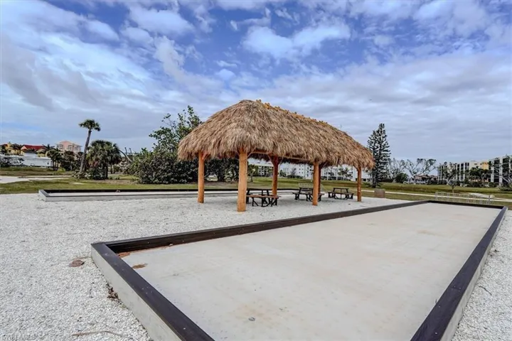 BAY BEACH COMMONS BOCCE BALL COURTS (UNDER REPAIR).  TIKI HUT W/PICNIC TABLES.