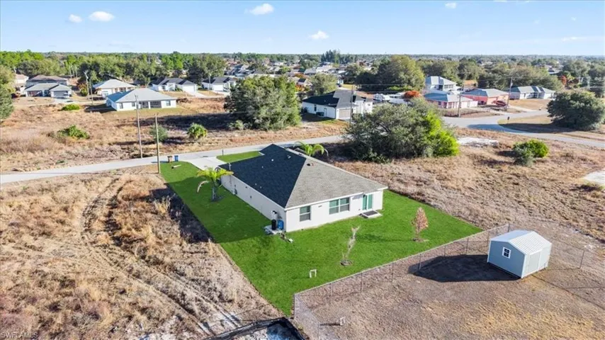 Aerial perspective of suburban area