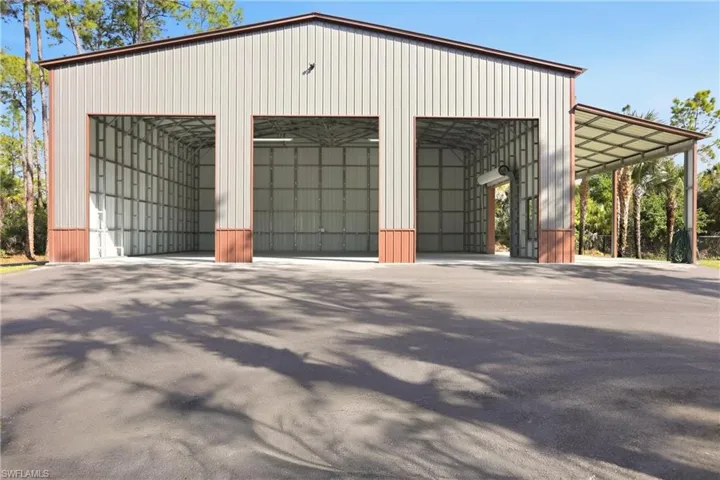 View of detached garage