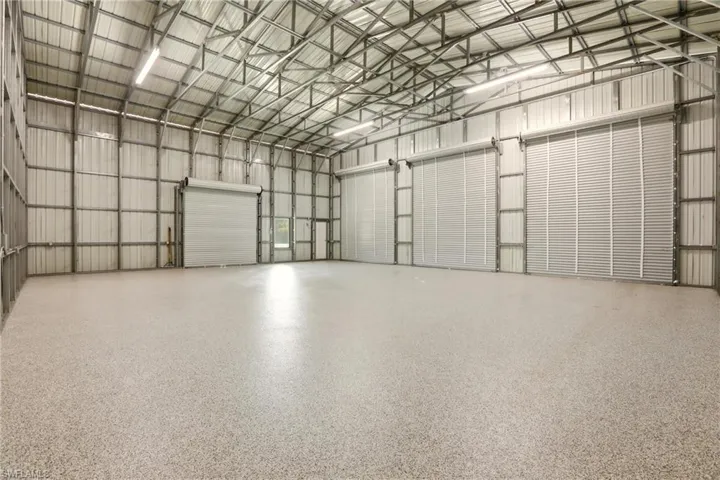 Garage with metal wall