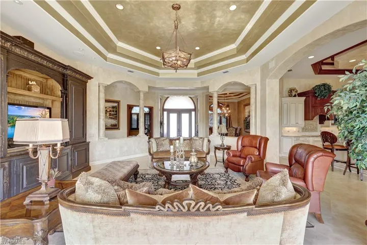 A view from the great room to the grand foyer, an incredible space to entertain guests.