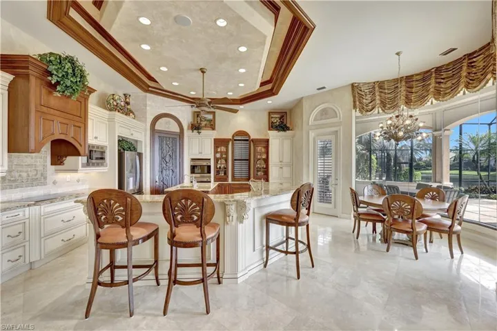 Such an elegant space for having breakfast at the marble breakfast bar or eating dinner at the family kitchen table.