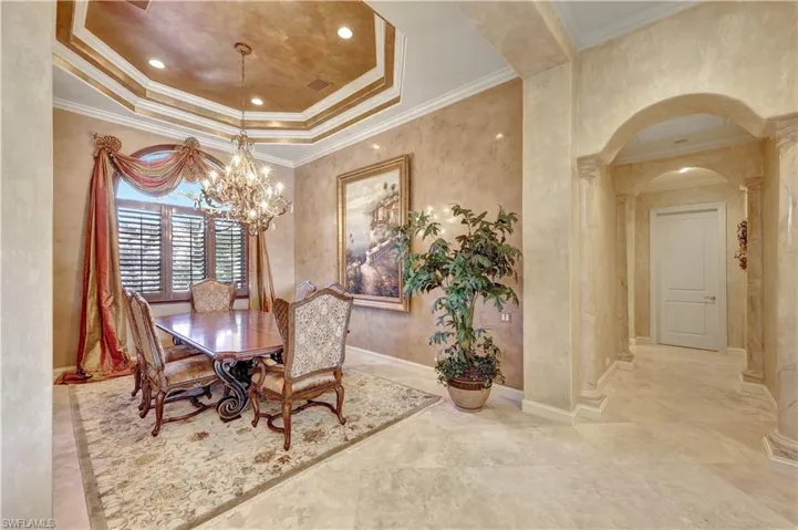 Enjoy a sumptuous meal in this elegant dining area.