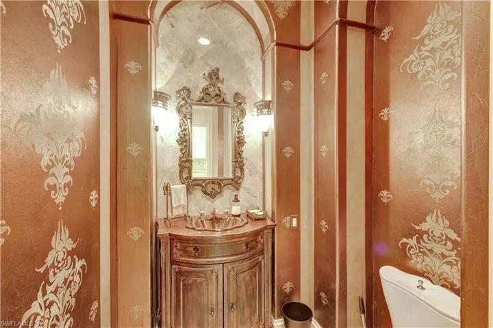 This stunning powder room is just the right space for you and your guests to freshen up before dinner.