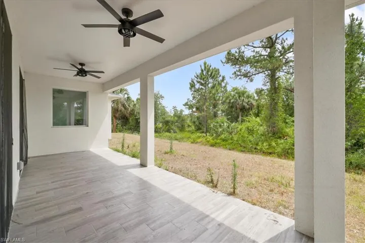 View of patio / terrace featuring a ceiling fan