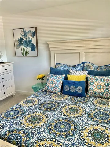 Bedroom with carpet flooring