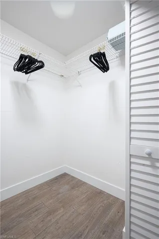 Spacious closet with hardwood / wood-style floors