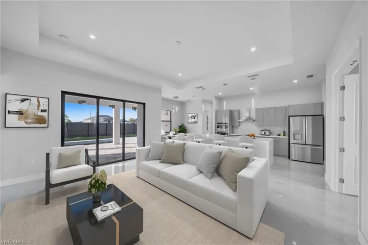 Living room with a raised ceiling