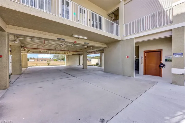 Garage with concrete driveway