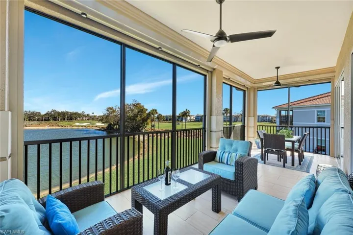 Panoramic golf and lake views and building is setback from neighbors for privacy