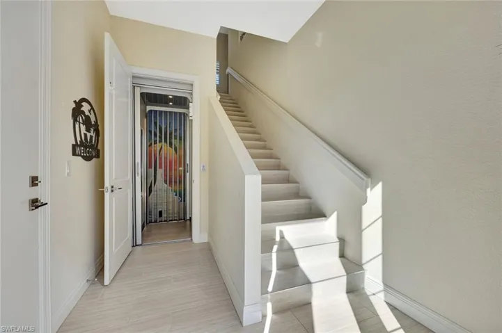 Choose private elevator or tiled stairs!