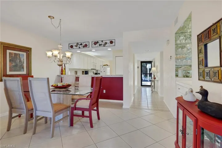 Dining area with suspended lighting