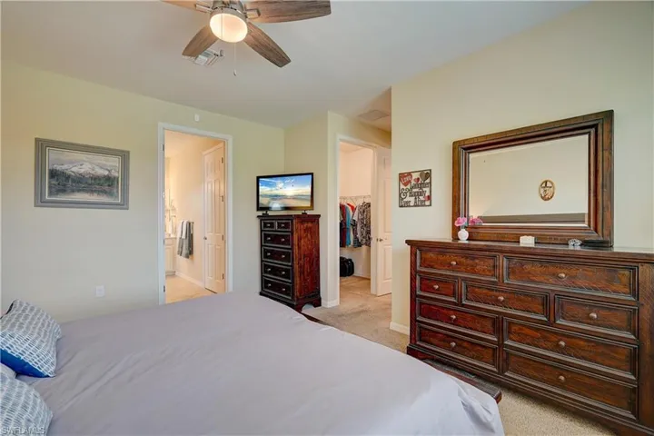 View from window towards en suite, and dual walk-in closets