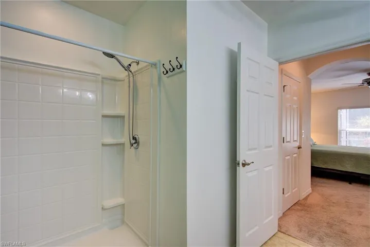 An easy & convenient stand-up shower and TWO WALK-IN CLOSETS (9' x 4' and 5' x 3')