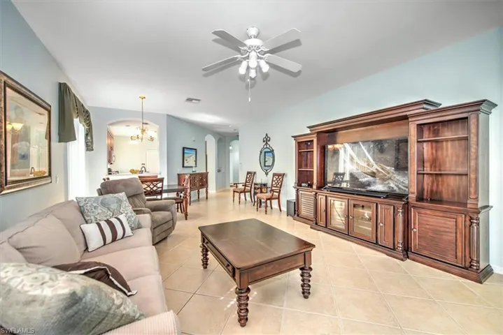 Living room featuring light tile!