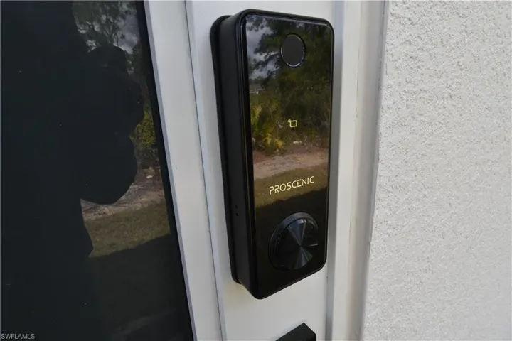 Electronic lock at exterior doors.