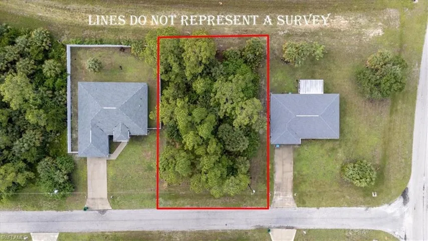 Aerial overview of property's location with property parcel outlined