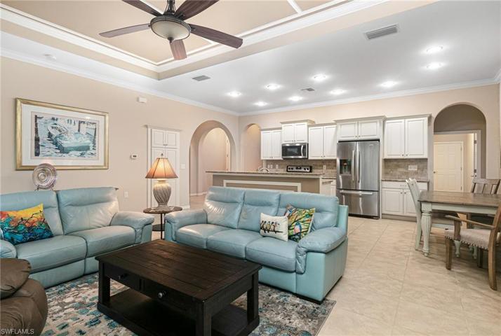Great room with tray ceiling