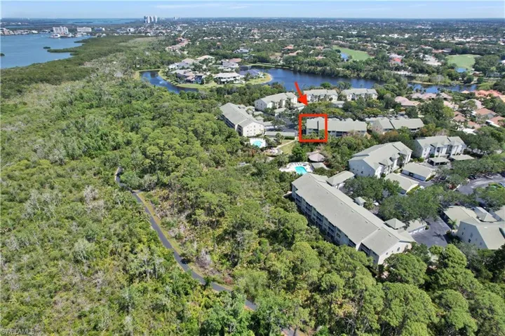 Aerial View Showing Location of Condo with Arrow