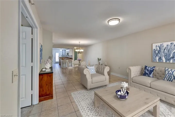 View of Great Room from Lanai Virtually Staged