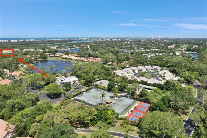 Aerial View Showing Location of Condo with Arrow