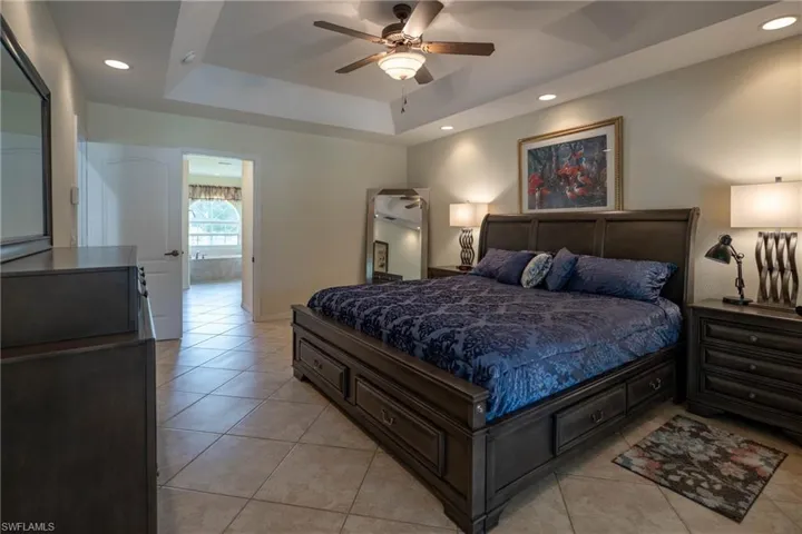 Oversized primary bedroom with large walk-in closet in the master bathroom.