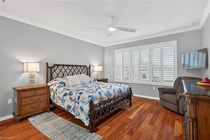 Owner's Suite Wood Floor and Plantation Shutters